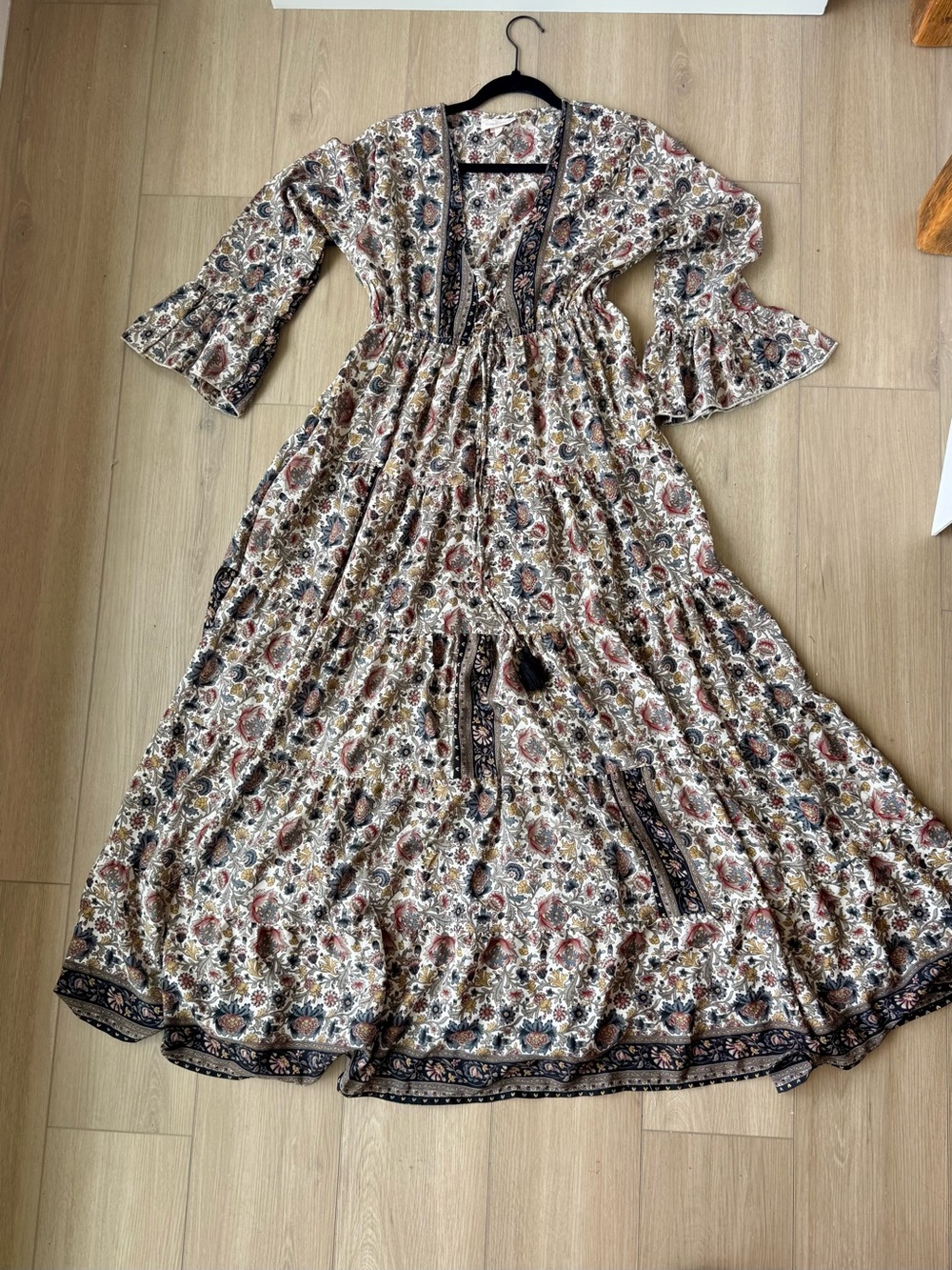 Boemo Anthropologie Floral Tiered Boho Maxi Dress M EUC